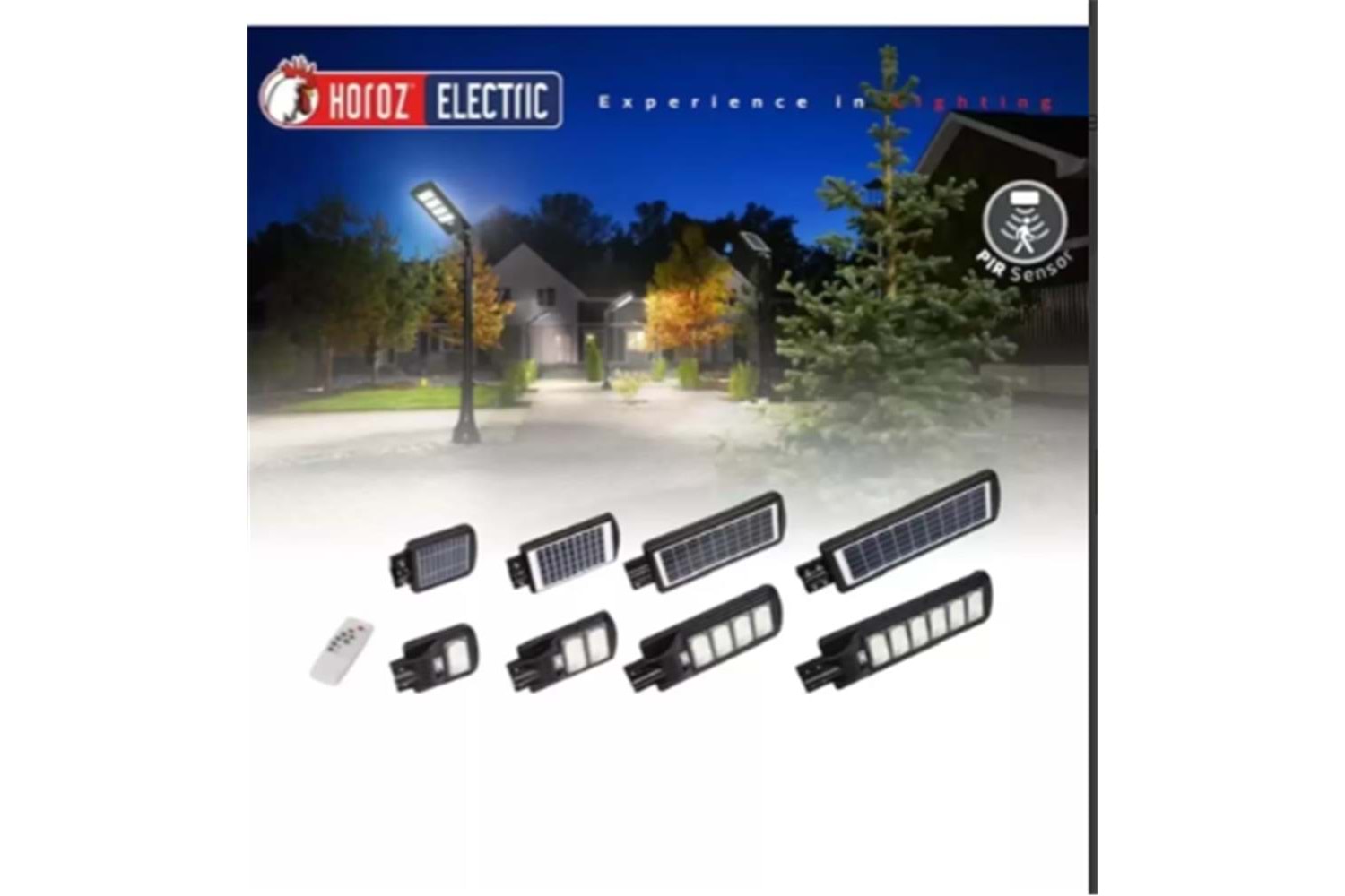 Horoz Compact 300w Led Solar Sokak Armatürü 1567Lm 6400k SMD Led Beyaz Işık Su Geçirmez Kumandalı