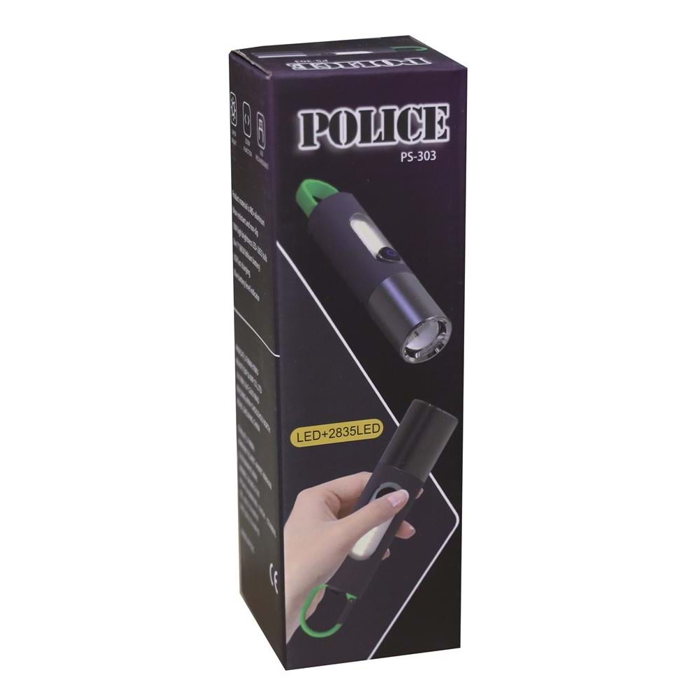 Polıce PS-303 Yan Aydınlatma Işıklı, Şarjlı El Feneri