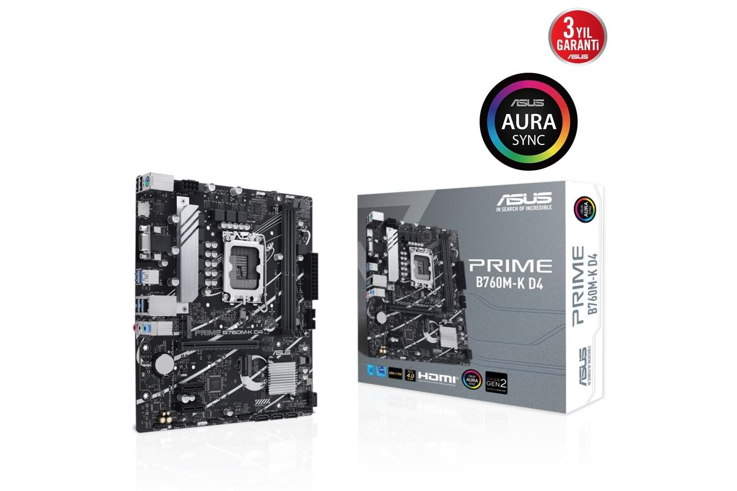 Asus Prime B760M-K D4 Intel B760 Soket 1700 DDR4 5333(OC)MHz mATX Gaming (Oyuncu) Anakart