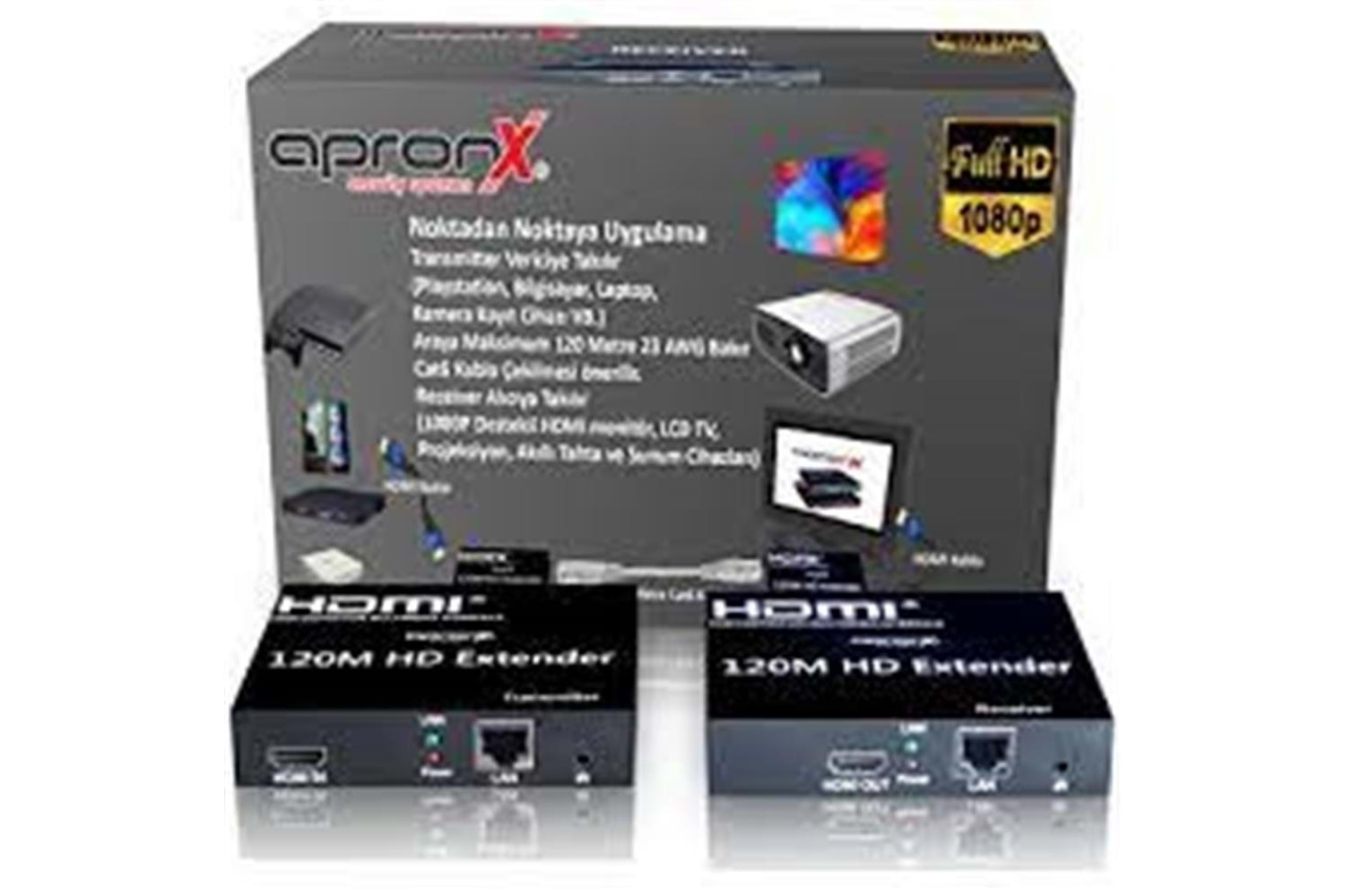 Apronx APX-120M-B Cat5e-Cat6 120 metre FullHd 1080P HDMI Extender