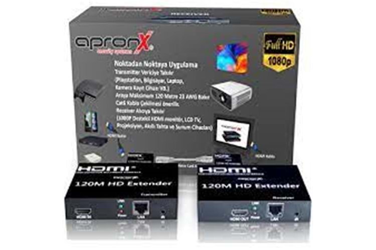 Apronx APX-120M-B Cat5e-Cat6 120 metre FullHd 1080P HDMI Extender