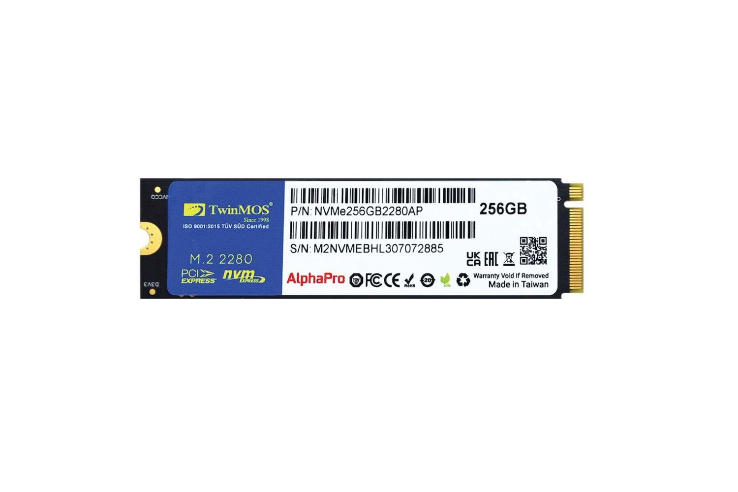 TwinMOS 256GB NVMe256GB2280AP M.2 PCIe Gen3 NVMe SSD (3600-3250Mb-s) TLC 3DNAND Ssd Disk