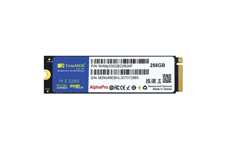 TwinMOS 256GB NVMe256GB2280AP M.2 PCIe Gen3 NVMe SSD (3600-3250Mb-s) TLC 3DNAND Ssd Disk
