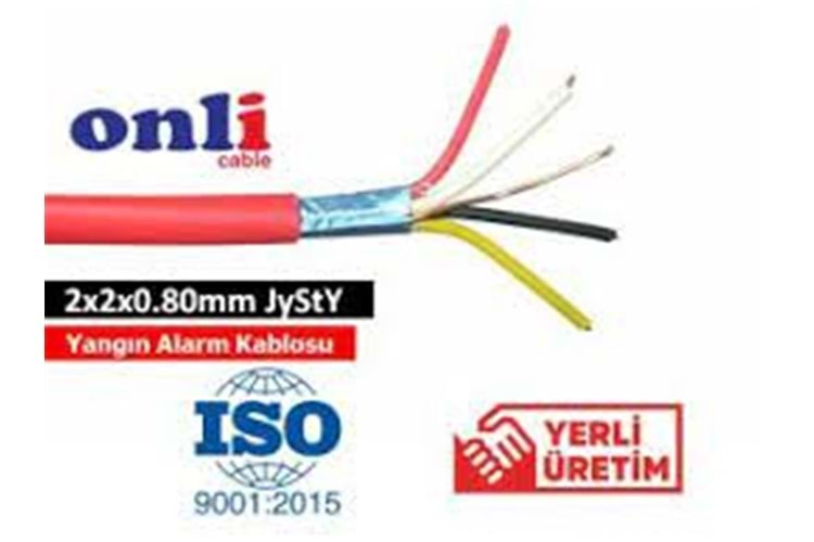 Onli 2x2x0,80mm J-Y(st)Y...Lg CCA 100 metre Yangın Alarm Kablosu