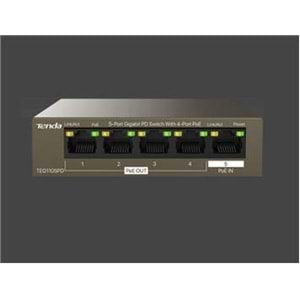 Tenda TEG1105PD 5 Port 4 Port Poe+ 1 Port Poe+ İN 10-100-1000 Switch Çelik Kasa Rack Mount