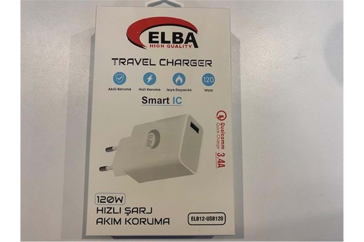 Elba ELB12 Elb- USB120 120W 3.4A Hızlı Şarj Akım Koruma Isıya Dayanıklı EV Şarj Kafa