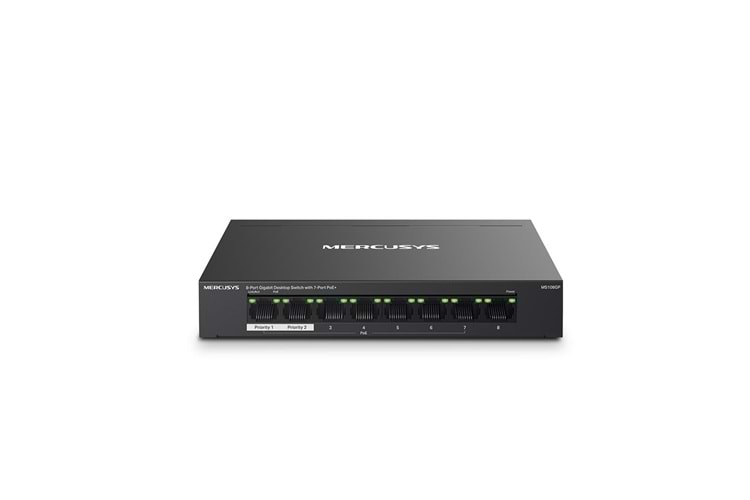 Tp-Link Mercusys MS108GP 7 Port 10-100-1000 Mbps Poe+ Switch Metal Kasa