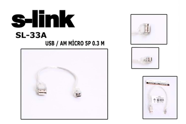 S-link SL-33A 0.3m USB AM-MICRO5P Kablosu