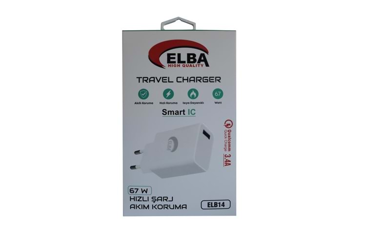 Elba ELB14 Elb-67w USB 67w 3.4A Hızlı Şarj Akıllı Koruma -Isıya Dayanıklı EV Şarj Kafa