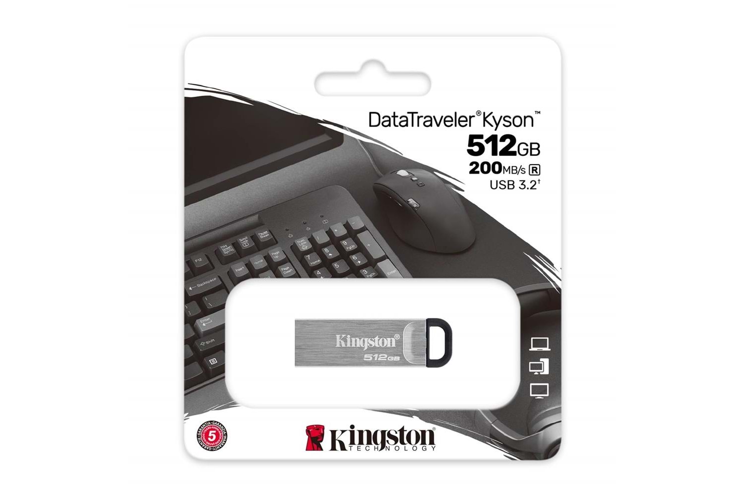 Kingston DTKN-512GB 512GB DataTraveler Kyson 200MB-s Metal USB 3.2 Gen 1 Flash Bellek