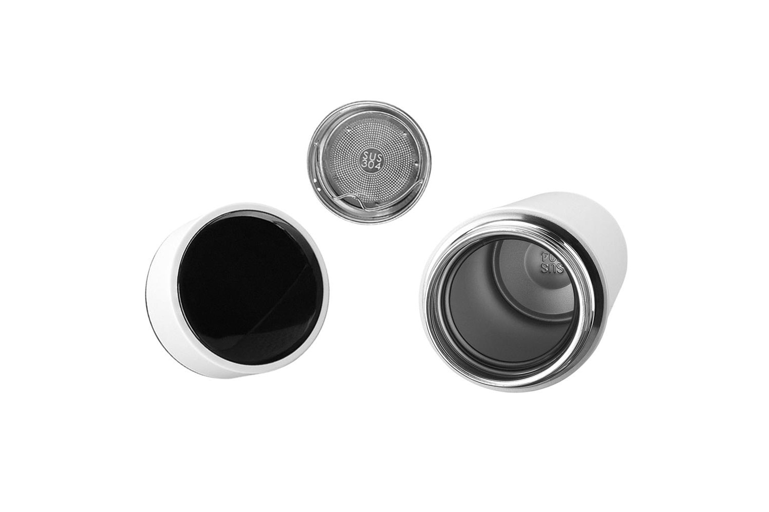 S-link SL-TM02 Mat Beyaz 450ML Iç 304 Dış 201 Termos Kupa-Bardak