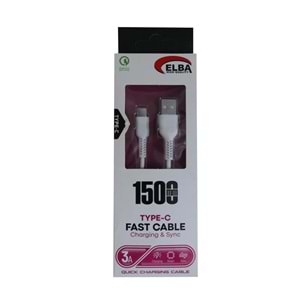 Elba Elb37-T1 Type-c 1,5mt 3A Hızlı Şarj Beyaz Kablo 