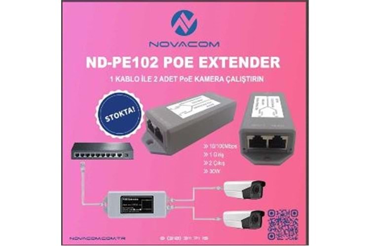 Nova ND-PE102 10-100 Mbps 1 İnput 2 Output 30W
