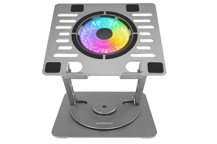 Addison AD-RC35 360 Derece Dönebilen Fanlı RGB Işıklı Metal Laptop Stand