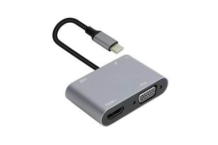 Vcom CU4511 Type-C To Hdmi+Vga+Usb 3+3.5mm Aux+ Type-C Çevirici