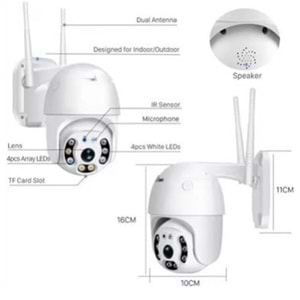 Apronx APX-WP70 3mp 2.8mm 8 LED Wifi Ptz Kamera