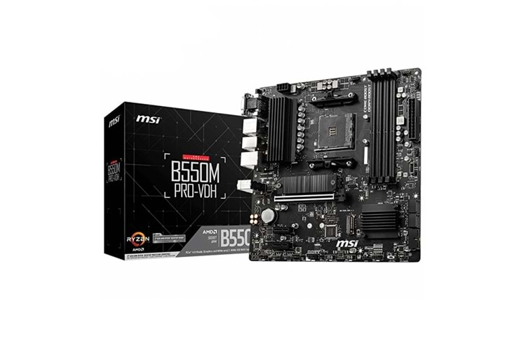 Msi B550M PRO-VDH AM4 DDR4 4400(OC) HDMI DP VGA M.2 USB3.2 MATX Anakart
