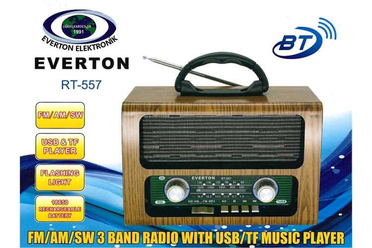 Everton Rt-557 Bluetooth Fm-Usb-Tf-Aux Şarjlı Nostaljik Radyo