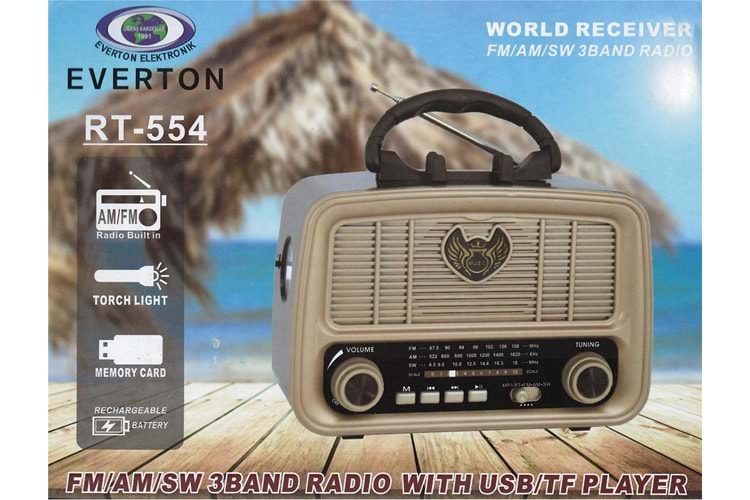 Everton Rt-554 Bluetooth Fm-Usb-Tf-Aux Şarjlı Nostaljik Radyo