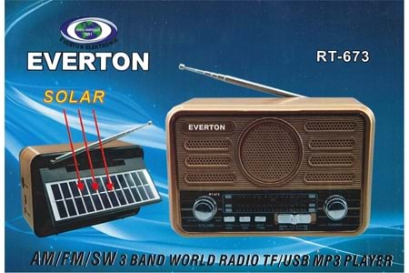 Everton Rt-673 Bluetooth Fm-Usb-Tf-Aux Şarjlı Solar Nostaljik Radyo