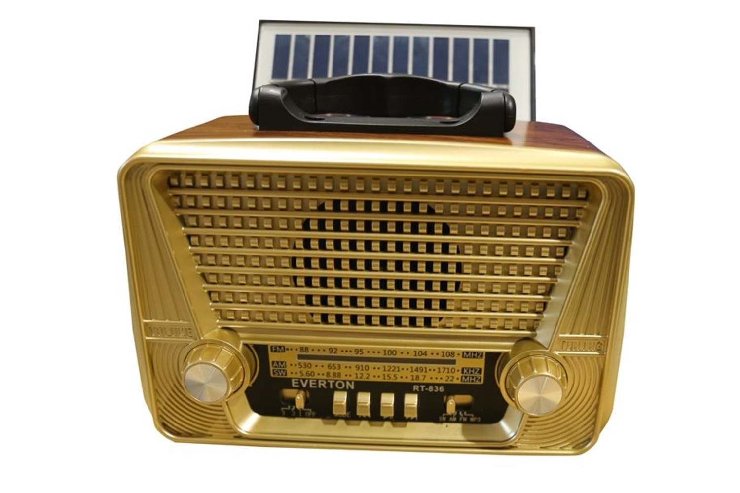 Everton Rt-836 Bluetooth Fm-Usb-Tf-Aux Solarlı Şarjlı Nostaljik Radyo