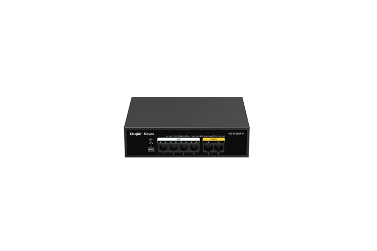 Ruijie-Reyee RG-ES106F-P 4 Port POE+ 10-100-1000 Mbps+2 Port 10-100 Mbps Uplink Switch