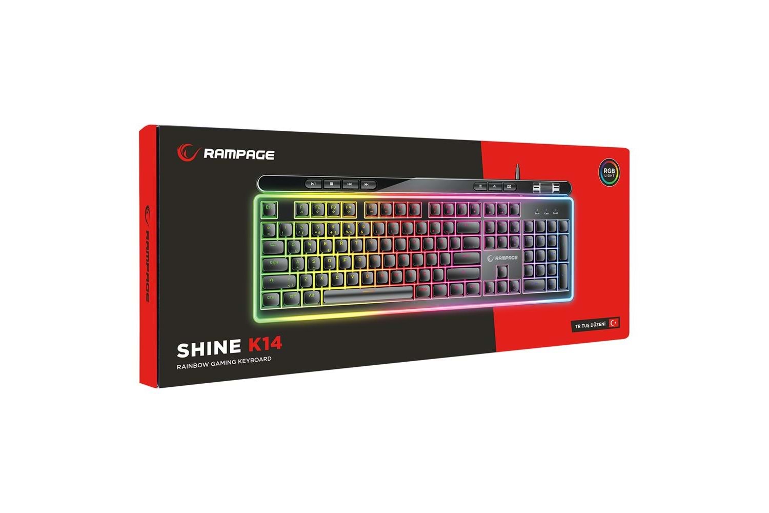 Rampage SHINE K14 Siyah USB RGB Backlight Membrane Gaming Oyuncu Klavye