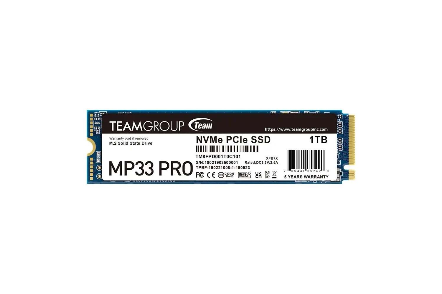 Team 1TB MP33 Pro 3500-3000MB-s NVMe PCIe Gen3x4 M.2 SSD Disk (TM8FPD001T0C101)