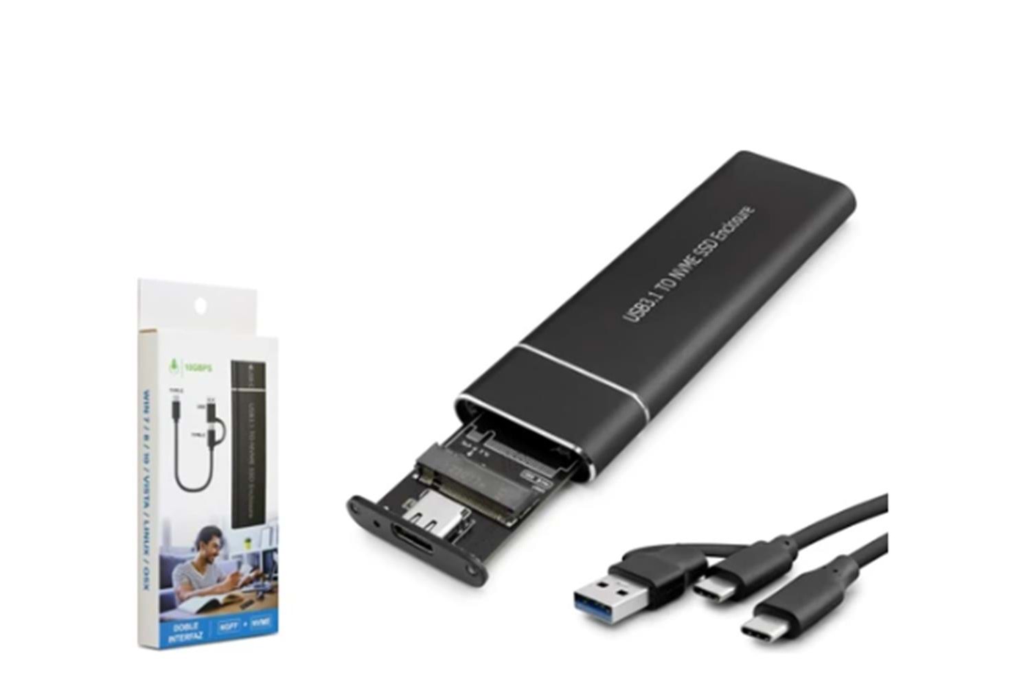 Hadron Hdx1768 Ssd Kutu Type-C3.1 + Usb3.0 Nvme M2