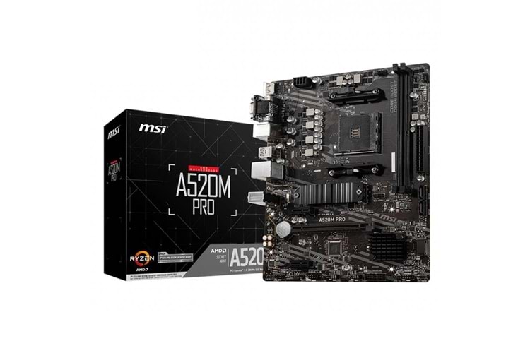 Msi A520M PRO Amd A520 Soket AM4 DDR4 4600 MHz(OC) M.2 Anakart