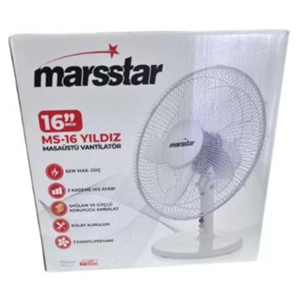 MARSSTAR YILDIZ MASA ÜSTÜ VANTİLATÖR MS-16
