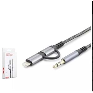 HADRON GJ-027 3.5MM TO TYPE-C + LIGHTNING KABLO AUX CAR SİYAH