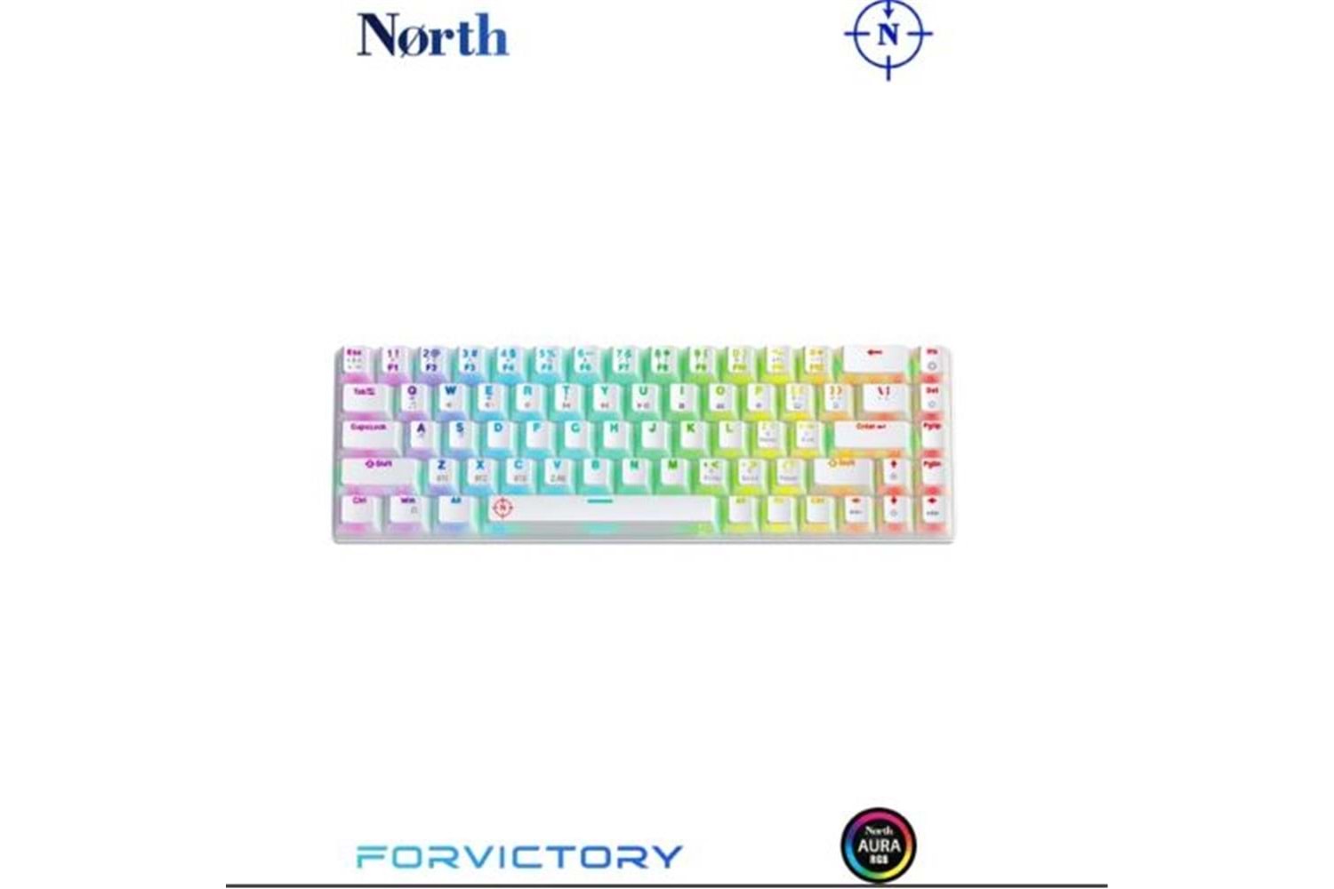 North Odin Pro WL68 LightCore Kablosuz Bluetooth RGB Red Switch Türkçe Beyaz Mekanik Gaming Klavye