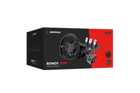 Rampage ROWDY V997 ONLY PC 3 Pedallı - El ve Sıralı Vitesli Gaming Oyuncu Direksiyonu