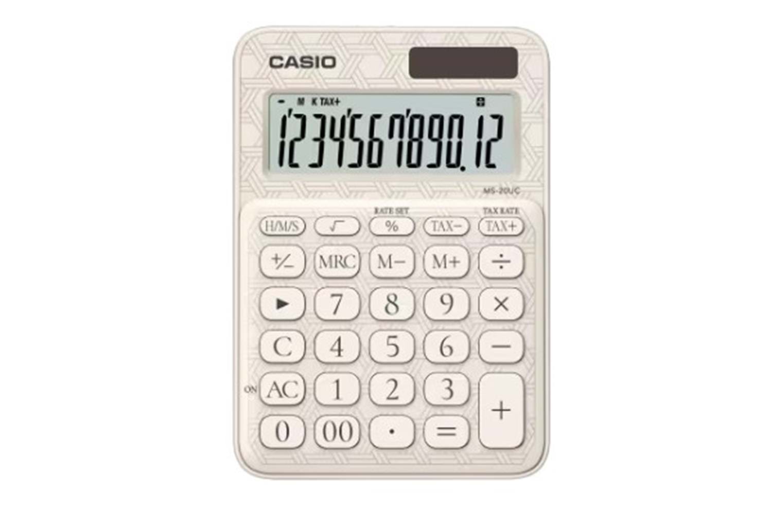 Casio MS-20UC-JWE 12 Hane Beyaz Desenli Masa Üstü Hesap Makinesi