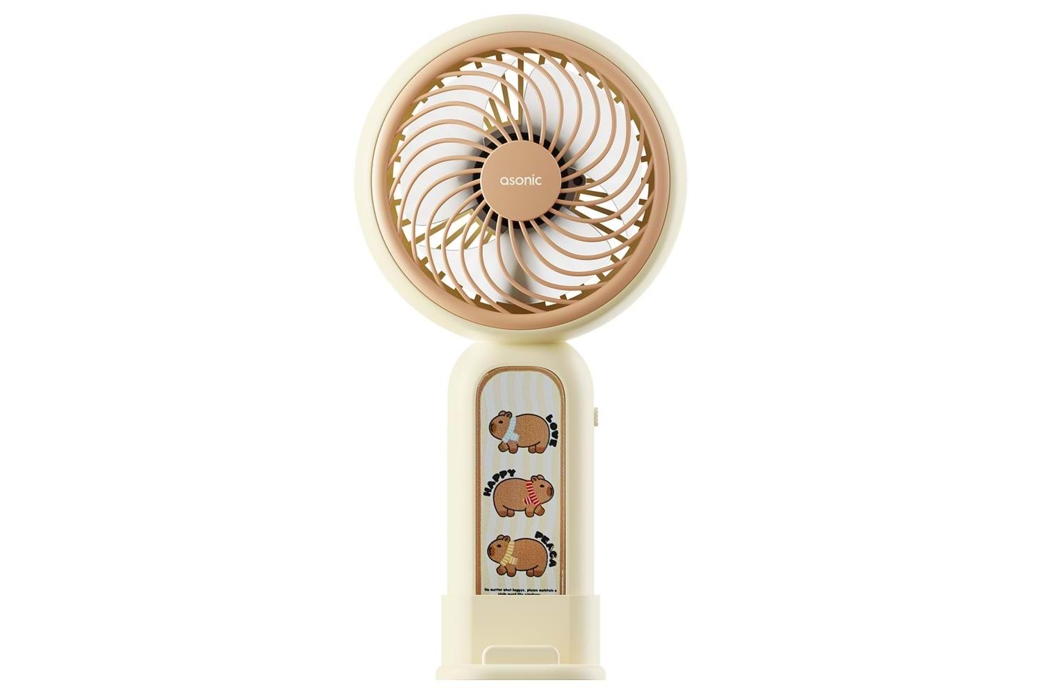 Asonic AFN20 Krem 250mAh Dahili Pil Elde Taşınabilir Masaüstü Usb Fan Şarjlı Type-c Şarj
