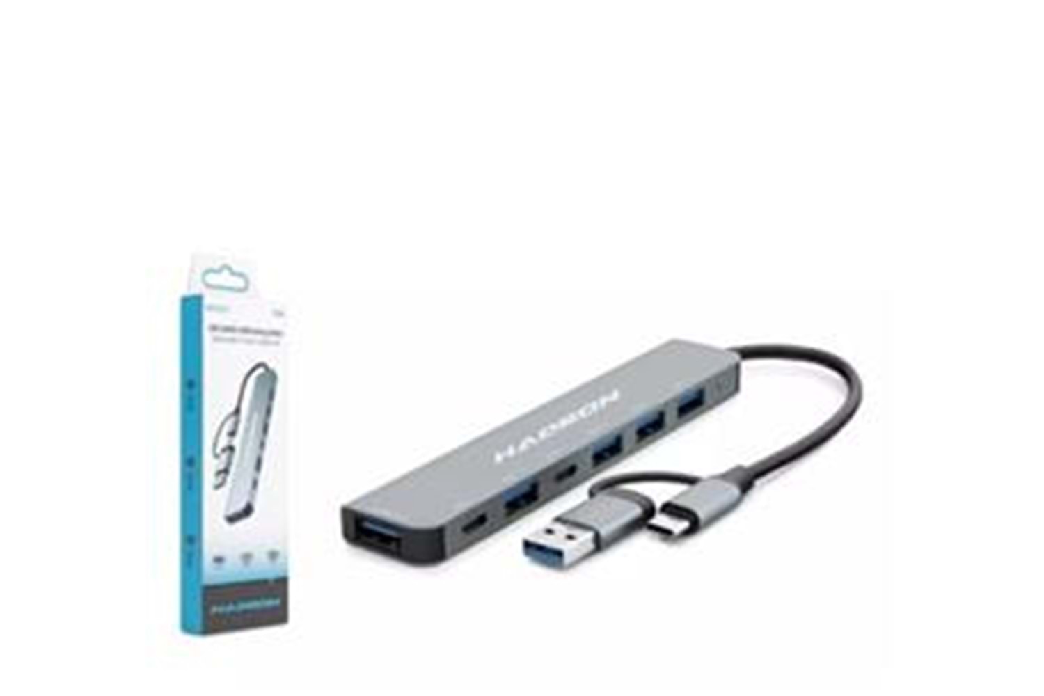 Hadron Hdx7827 Type-C Hub 2-Type-C + 4-Usb3.0 + 7In1 Gri