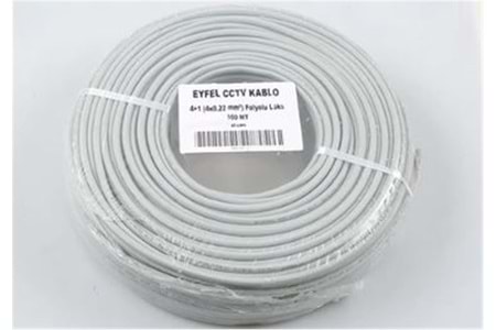 Eyfel EF-C400 4+1 2x0.22 (14x0.18 CCA) Folyolu 100M CCTV Kablo