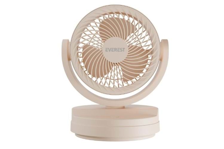 Everest EFN-509 Krem- Kahve 7 İnç 3 Kademeli 2100 RPM Hız Duvar Tıpı Ve Masaüstü Usb Fan
