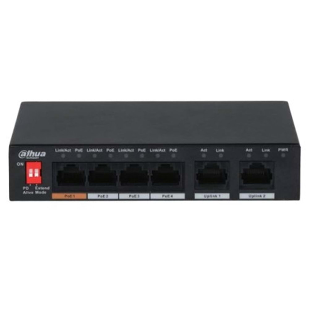 Dahua PFS3006-4ET-60 6 Port 10-100 (4 Poe + 2fe Uplınk Toplam 60W Poe)