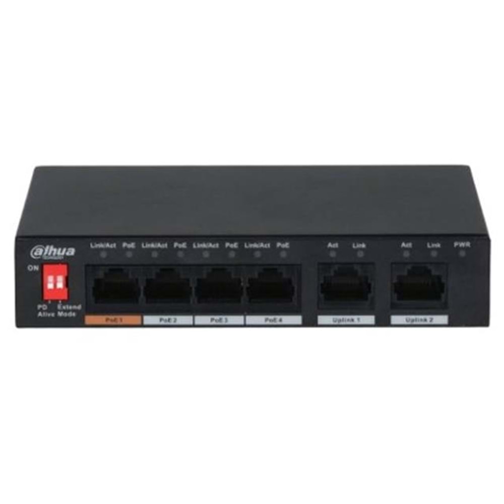 Dahua PFS3006-4ET-60 6 Port 10-100 (4 Poe + 2fe Uplınk Toplam 60W Poe)