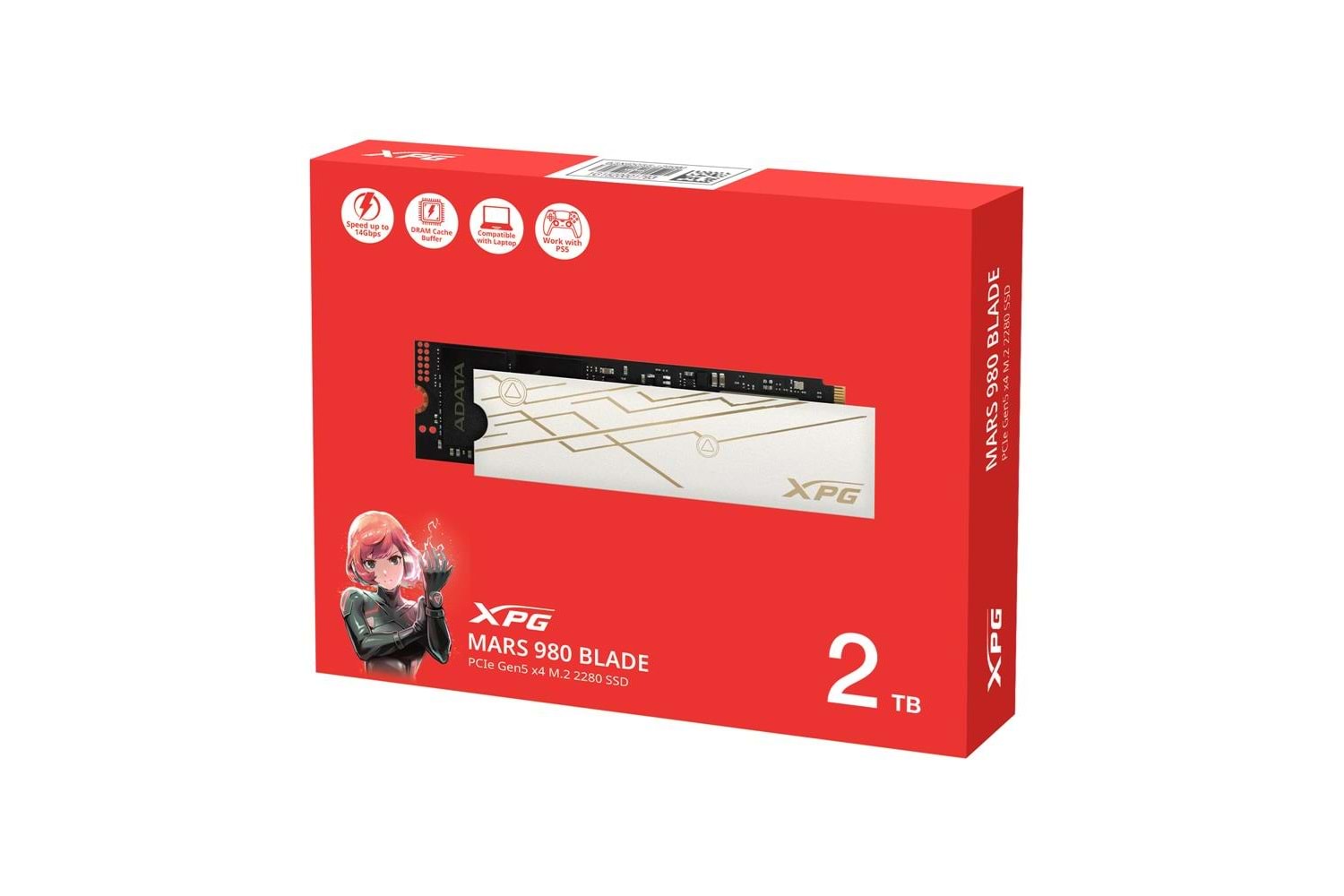 XPG 2TB Mars 980 Blade 14,000MB-s-13,000MB-s PCIe Gen5 x4 M.2 2280 Ssd Harddisk