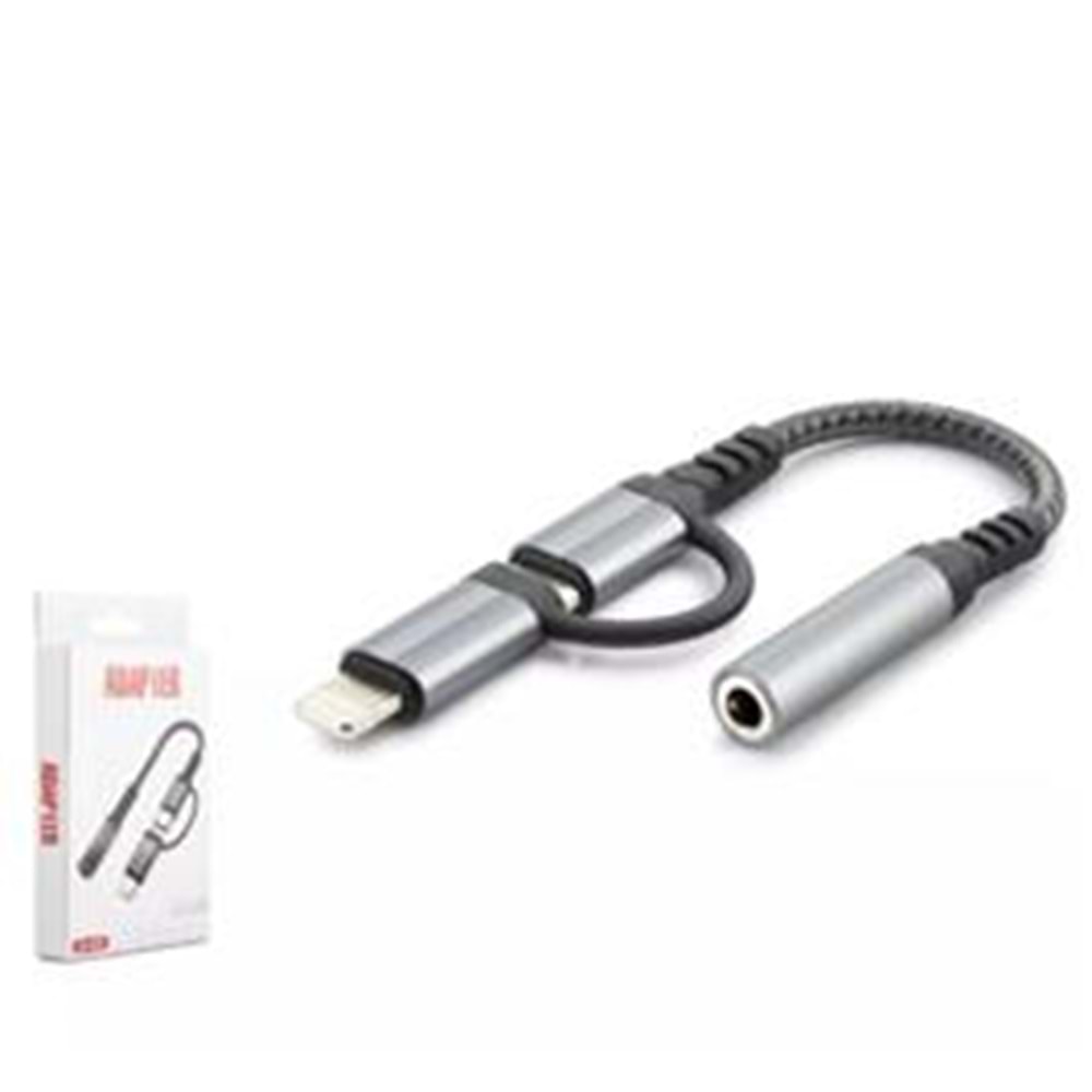 Hadron Gj-026 Type-C + Lightning To 3.5Mm F Kablo Siyah