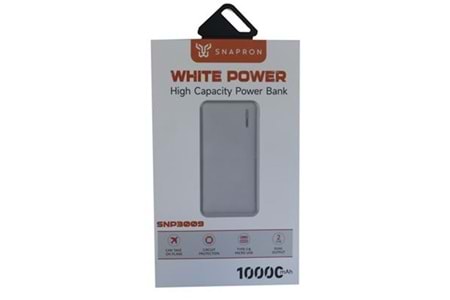 SnapMax SNP-3009 Beyaz 10.000 mah Powerbank 2x USB Çıkışlı 1 Type-C ve 1 Micro Girişli