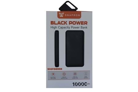 SnapMax SNP-3008 Siyah 10.000 mah Powerbank 2x USB Çıkışlı 1 Type-C ve 1 Micro Girişli