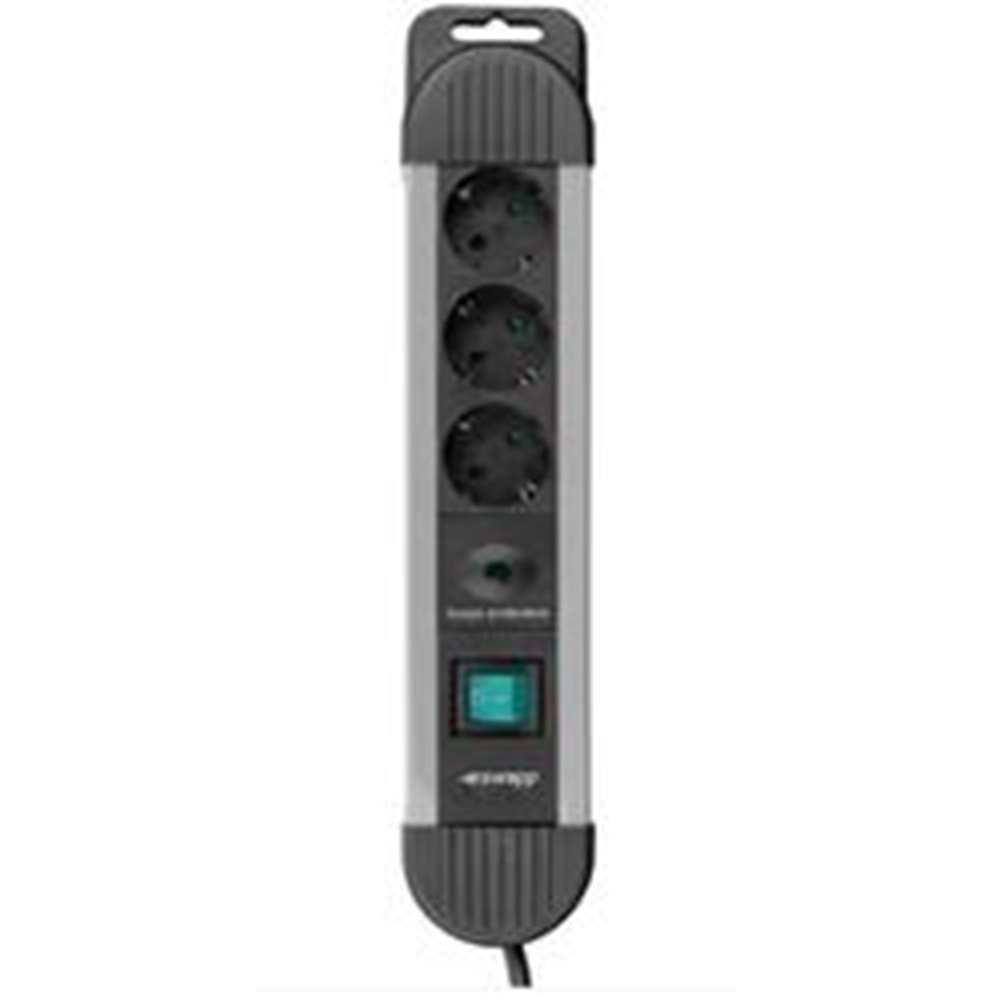 S-link SPGKS03 1.5m 3G1.5mm2 900 Joule 3Lü Akım Kor. Gri Priz Çoklayıcı