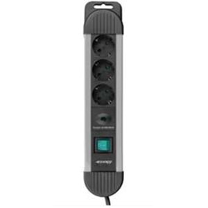S-link SPGKS03 1.5m 3G1.5mm2 900 Joule 3Lü Akım Kor. Gri Priz Çoklayıcı