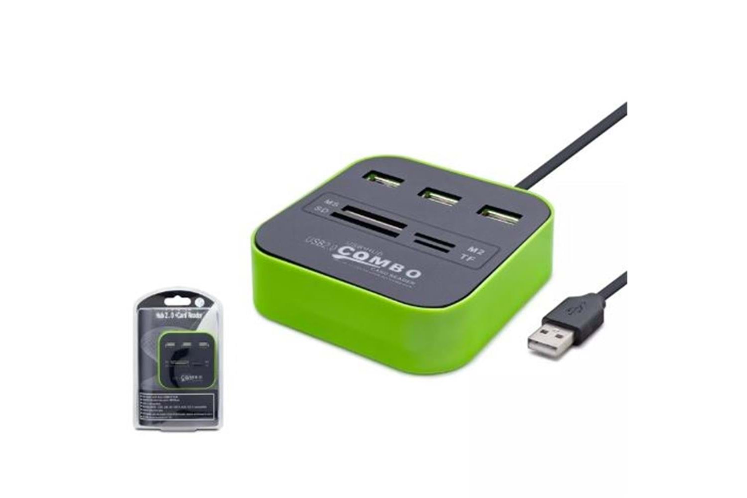 Hadron Hdx7006 Usb Hub Combo 3-Usb + Ms + Sd + M2 + Tf Yeşil
