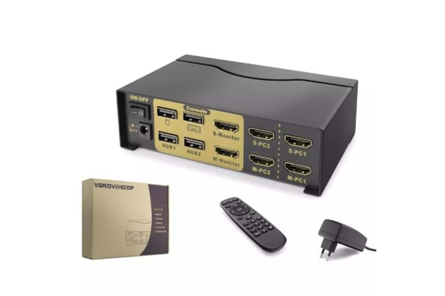 Hadron Hdx1376 2+2 Usb Port Hdmi Kvm Switch Dual Monitör 2+2 Hdmi Kablolu Siyah