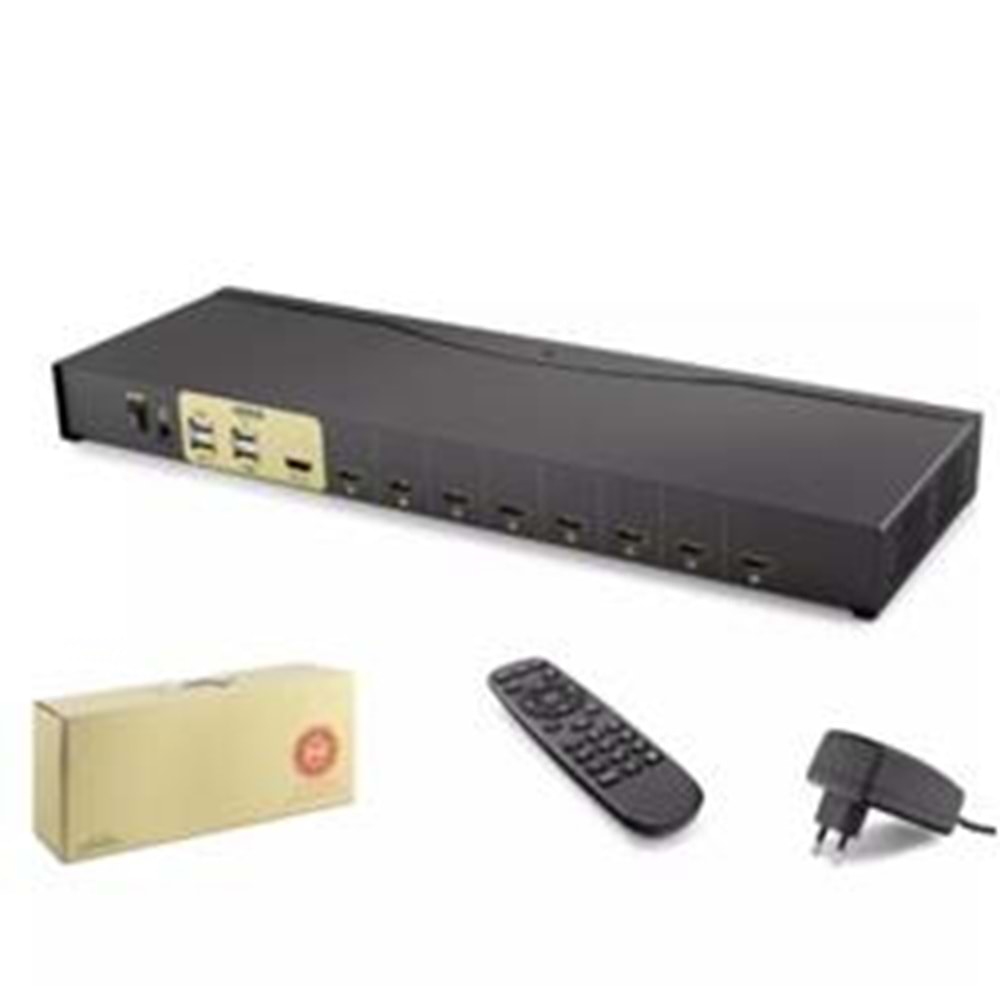 Hadron Hdx1378 8 Port Hdmi Kvm Switch Siyah IR uzaktan kumanda